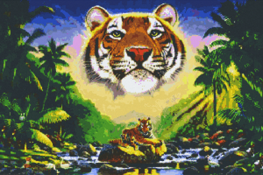 Tiger Watching Thirty [30] Baseplate PixelHobby Mini-mosaic Art Kit